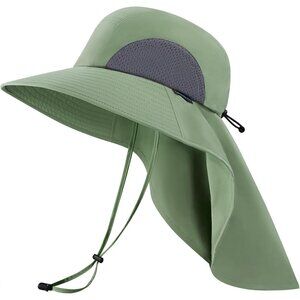 Unisex Opaline 100% Polyester Wide Brim Mesh Vent Neck Flap Classic Beach Hat